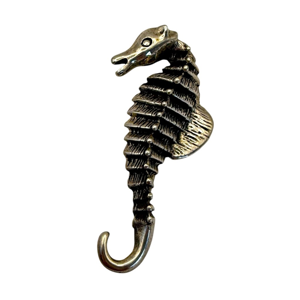 Vintage 925 Silver Seahorse Brooch